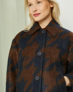 Online MaxMara Studio Manteau mi-long en Mohair & Laine mélangés Sante marron/bleu