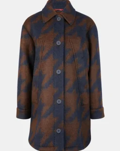 Online MaxMara Studio Manteau mi-long en Mohair & Laine mélangés Sante marron/bleu