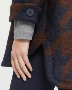 Online MaxMara Studio Manteau mi-long en Mohair & Laine mélangés Sante marron/bleu