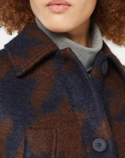 Online MaxMara Studio Manteau mi-long en Mohair & Laine mélangés Sante marron/bleu