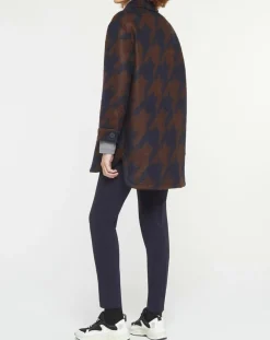 Online MaxMara Studio Manteau mi-long en Mohair & Laine mélangés Sante marron/bleu