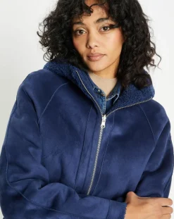 Lou Andrea Manteau réversible en Fausse Fourrure Avi Mont indigo