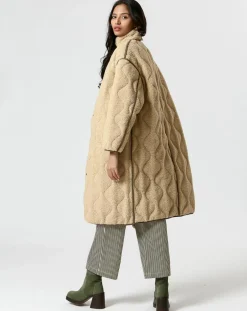 Femme The Korner Manteau réversible Marie kaki/beige