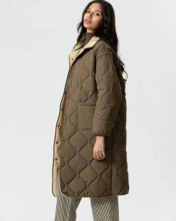 Femme The Korner Manteau réversible Marie kaki/beige