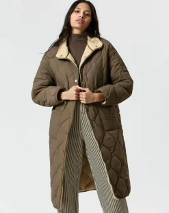 Femme The Korner Manteau réversible Marie kaki/beige
