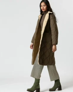 Femme The Korner Manteau réversible Marie kaki/beige