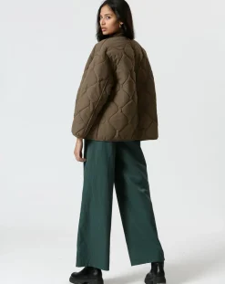 Femme The Korner Manteau réversible Virginie kaki/beige