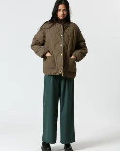 Femme The Korner Manteau réversible Virginie kaki/beige