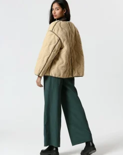 Femme The Korner Manteau réversible Virginie kaki/beige