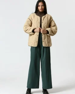 Femme The Korner Manteau réversible Virginie kaki/beige