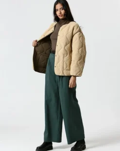 Femme The Korner Manteau réversible Virginie kaki/beige