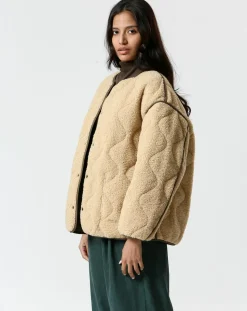 Femme The Korner Manteau réversible Virginie kaki/beige