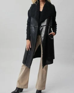 Outlet Lauren Vidal Manteau sans manches en fausse peau lainée Vogue noir