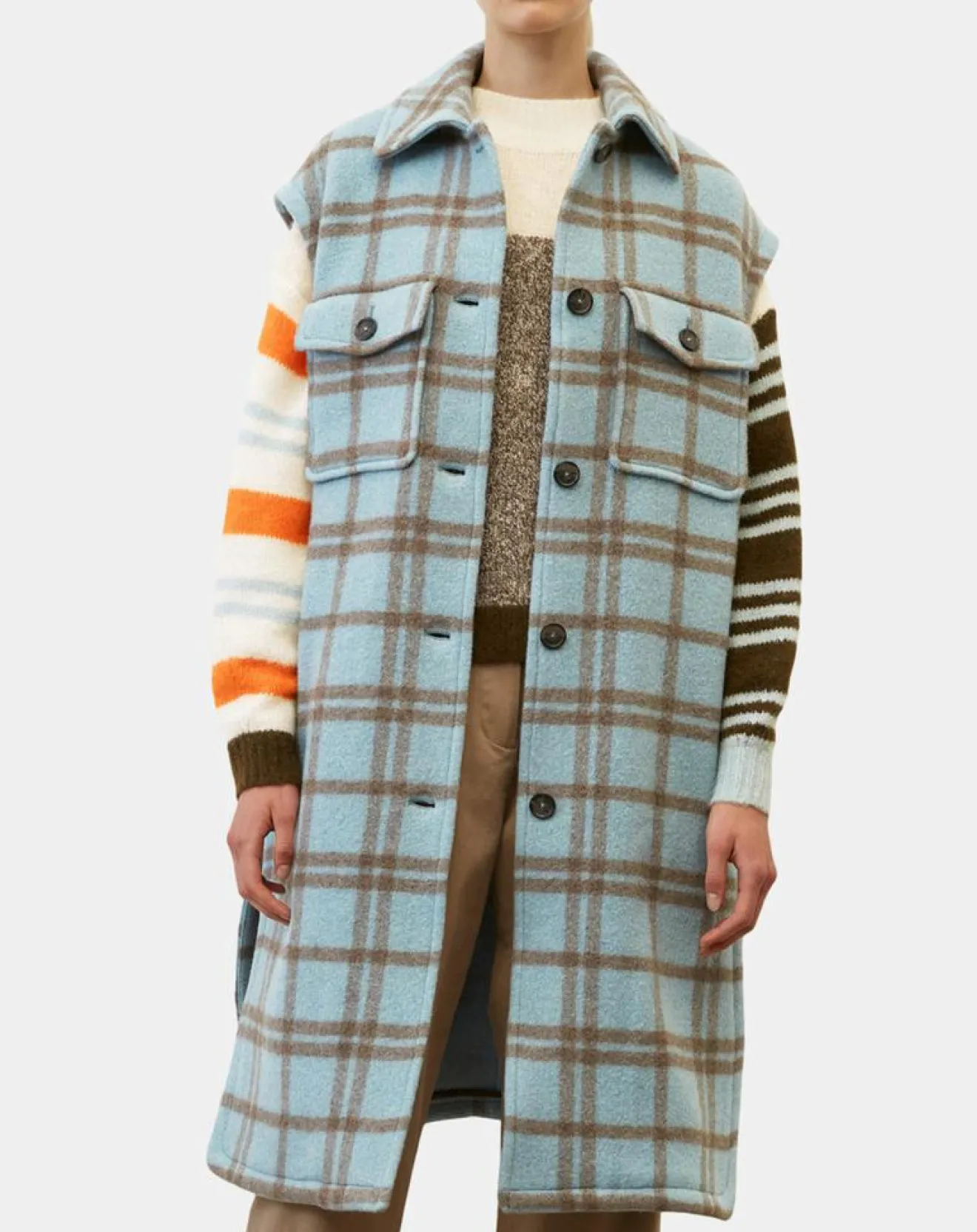 Discount Marc O'Polo Manteau sans manches en Laine mélangée Campagne à carreaux bleu