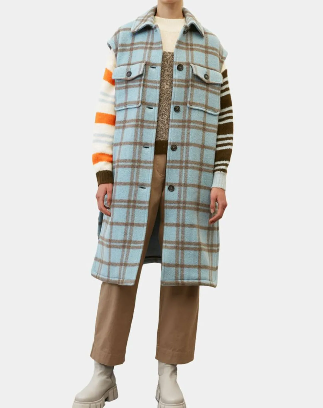 Discount Marc O'Polo Manteau sans manches en Laine mélangée Campagne à carreaux bleu