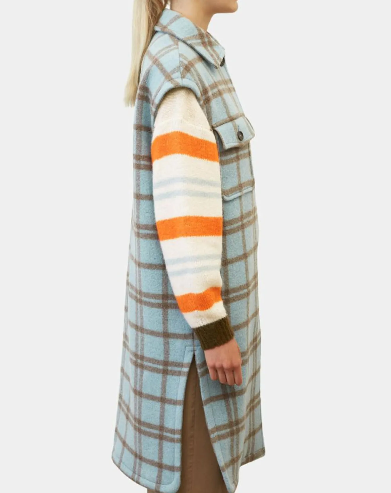 Discount Marc O'Polo Manteau sans manches en Laine mélangée Campagne à carreaux bleu