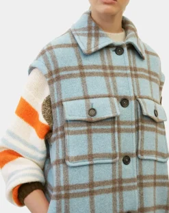 Discount Marc O'Polo Manteau sans manches en Laine mélangée Campagne à carreaux bleu