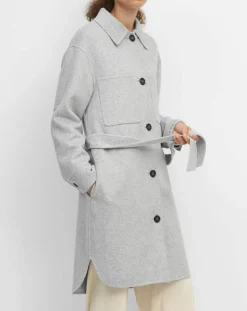 Clearance Marc O'Polo Manteau surchemise en Laine mélangée à ceinture gris clair