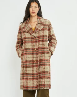Femme Lauren Vidal Manteau West à carreaux épice