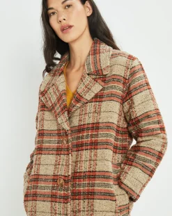 Femme Lauren Vidal Manteau West à carreaux épice