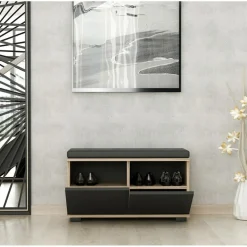 Homitis Meuble à chaussures Drago noyer noir - 80x42x35 cm