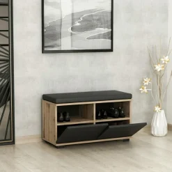 Homitis Meuble à chaussures Drago noyer noir - 80x42x35 cm