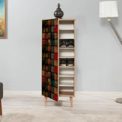 Wooden Art Meuble à chaussures Filinta multicolore - 50x128x38 cm