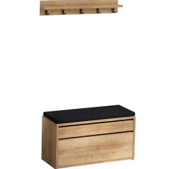 Wooden Art Meuble d'entrée & Porte-manteau Boby marron/noir