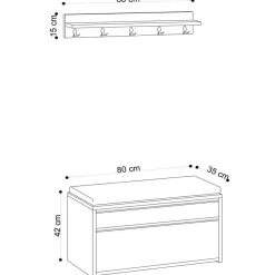 Wooden Art Meuble d'entrée & Porte-manteau Boby marron/noir