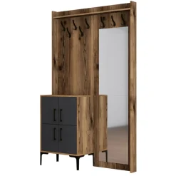 Wooden Art Meuble d'entrée Berlin BC marron/anthracite - 120x35x200 cm