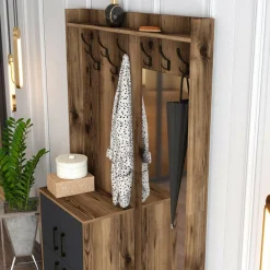 Wooden Art Meuble d'entrée Berlin BC marron/anthracite - 120x35x200 cm