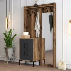 Wooden Art Meuble d'entrée Berlin BC marron/anthracite - 120x35x200 cm