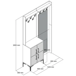 Wooden Art Meuble d'entrée Berlin BC marron/anthracite - 120x35x200 cm