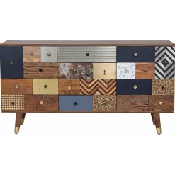 Best Bois & Chiffons Meuble d'entrée peau de vache bois sculpté manguier terranova miel clair - 150x40x78 cm