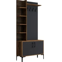 Sale Wooden Art Meuble d'entrée Viyana noyer/anthracite - 90x200x35 cm