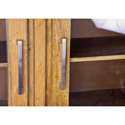 Clearance Bois & Chiffons Meuble haut structure inox Acacia Stainless III Marron - 140x45x160 cm