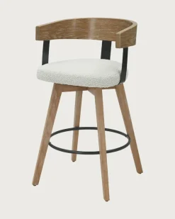 Uniqka Micha - Chaise de bar en tissu et pieds en bois