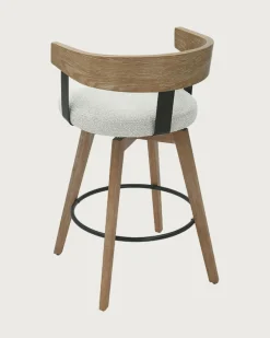 Uniqka Micha - Chaise de bar en tissu et pieds en bois