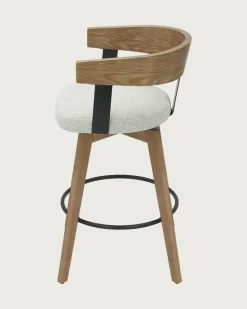 Uniqka Micha - Chaise de bar en tissu et pieds en bois