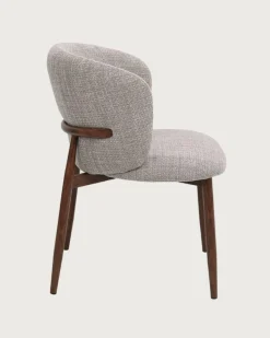 Uniqka Mila - Chaise en tissu taupe et pieds métal