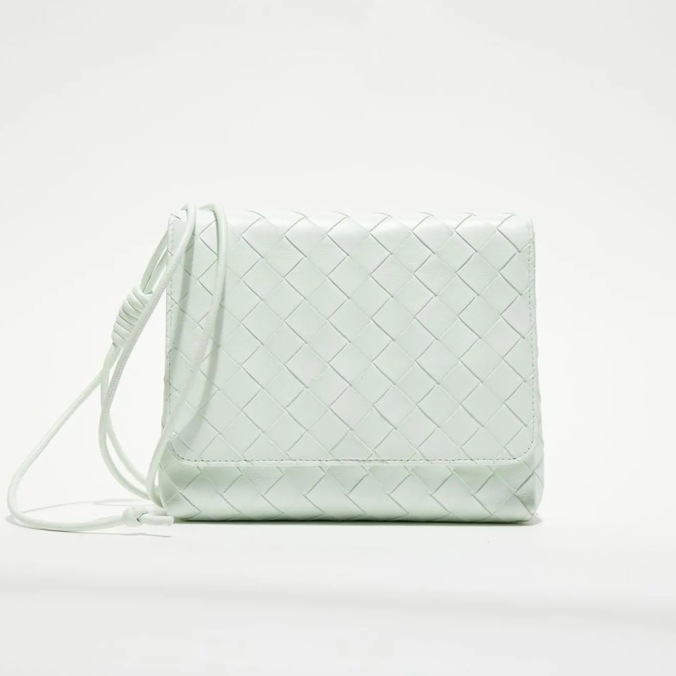 Femme Bottega Veneta Mini sac bandoulière en Cuir nappa Intrecciato l'or des glaciers - 19x15x6 cm