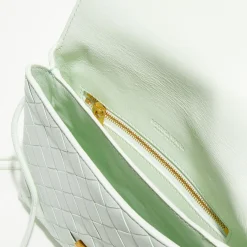 Femme Bottega Veneta Mini sac bandoulière en Cuir nappa Intrecciato l'or des glaciers - 19x15x6 cm