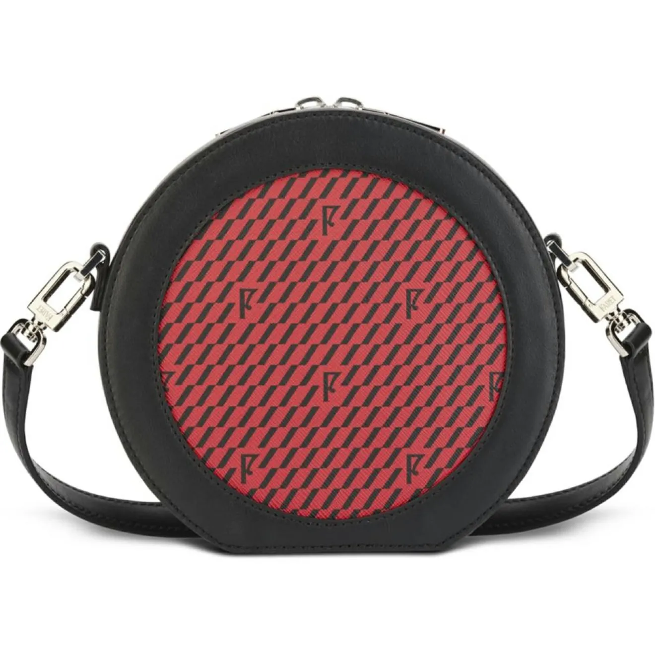 Femme Maison Faret Mini Sac en Toile enduite & Cuir Medoc rouge/noir - 13x13x5.5 cm