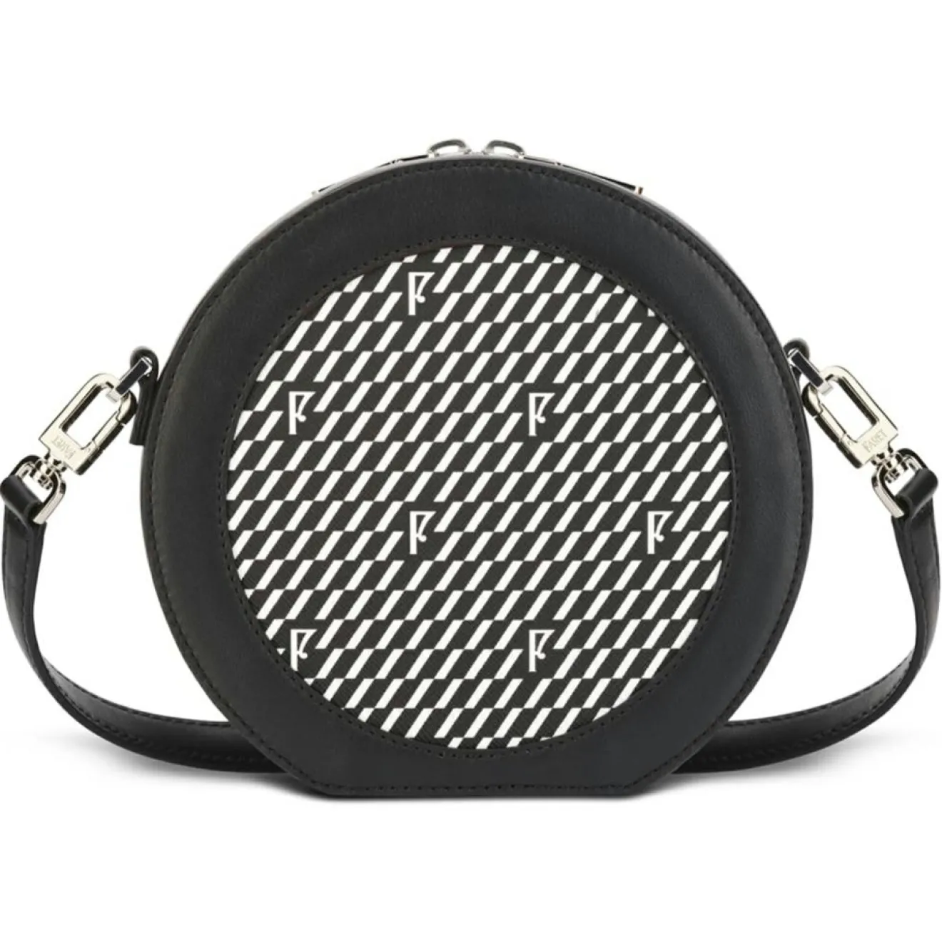 Femme Maison Faret Mini Sac en Toile enduite & Cuir Medoc noir/blanc - 13x13x5.5 cm