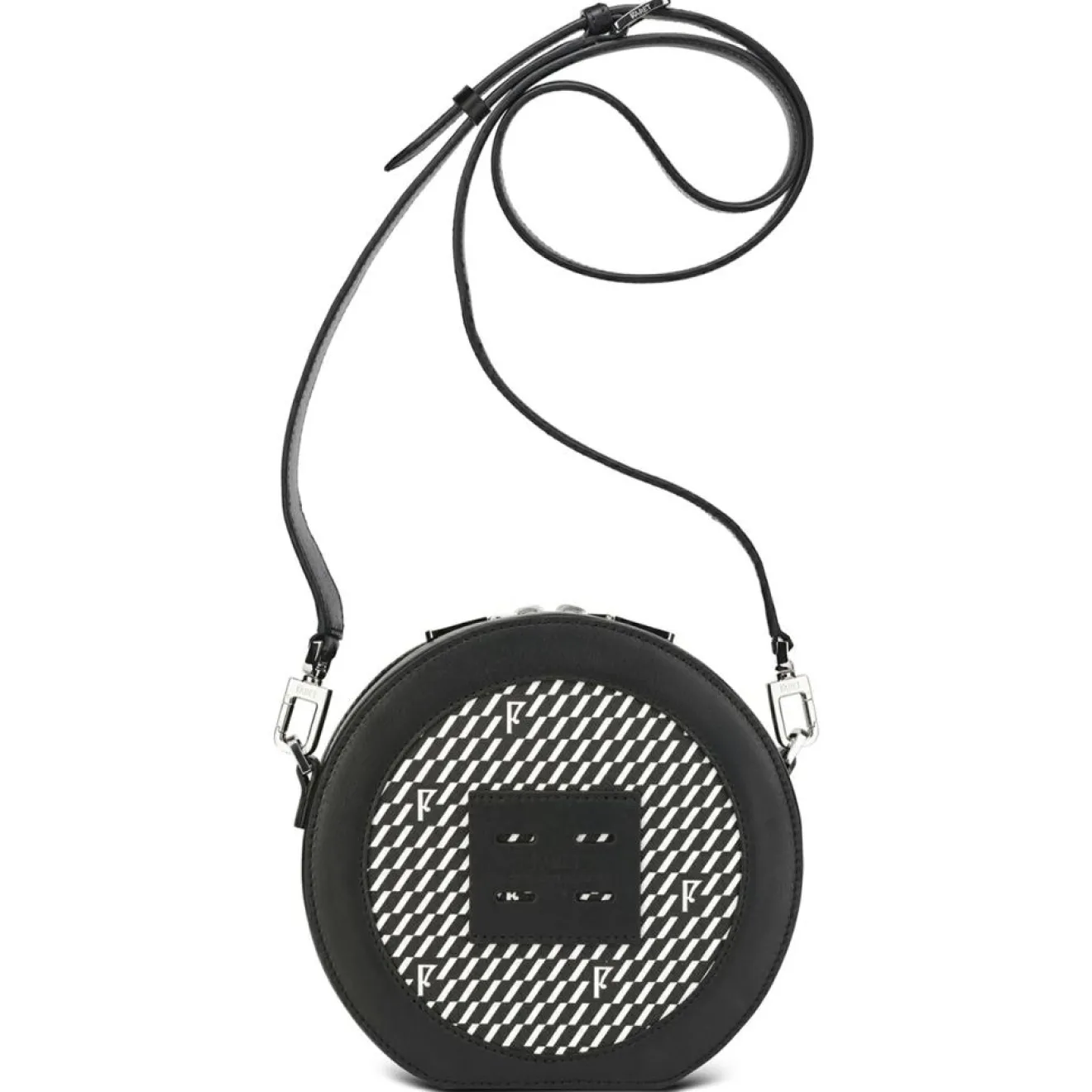 Femme Maison Faret Mini Sac en Toile enduite & Cuir Medoc noir/blanc - 13x13x5.5 cm