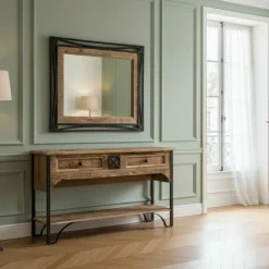 Bois & Chiffons Miroir design Manguier Pondicherry Noir - 104x3x74 cm