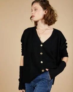 Femme Cashmere Tribu Mitaines 100% Cachemire Mindy noires