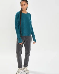 Discount Cashmere Tribu Mitaines 100% Cachemire poignets en côtes Mindy heathered teal