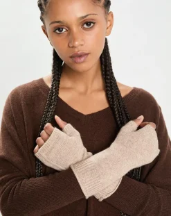 Femme Cashmere Tribu Mitaines 100% Cachemire poignets en côtes Mindy chestnut