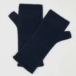 Femme Cashmere Tribu Mitaines 100% Cachemire poignets en côtes Mindy navy